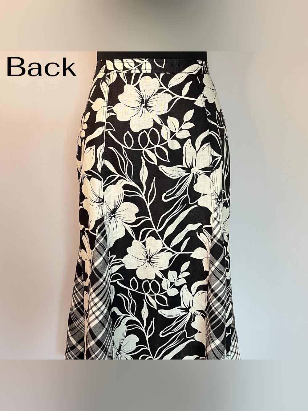 Polo Ralph Lauren Floral & Plaid 100% Linen A-Line Panel Midi Skirt Women’s Sz 6 - Picture 10 of 13